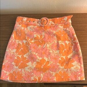 Orange and Pink A-Line Mini Skirt for Resort Wear